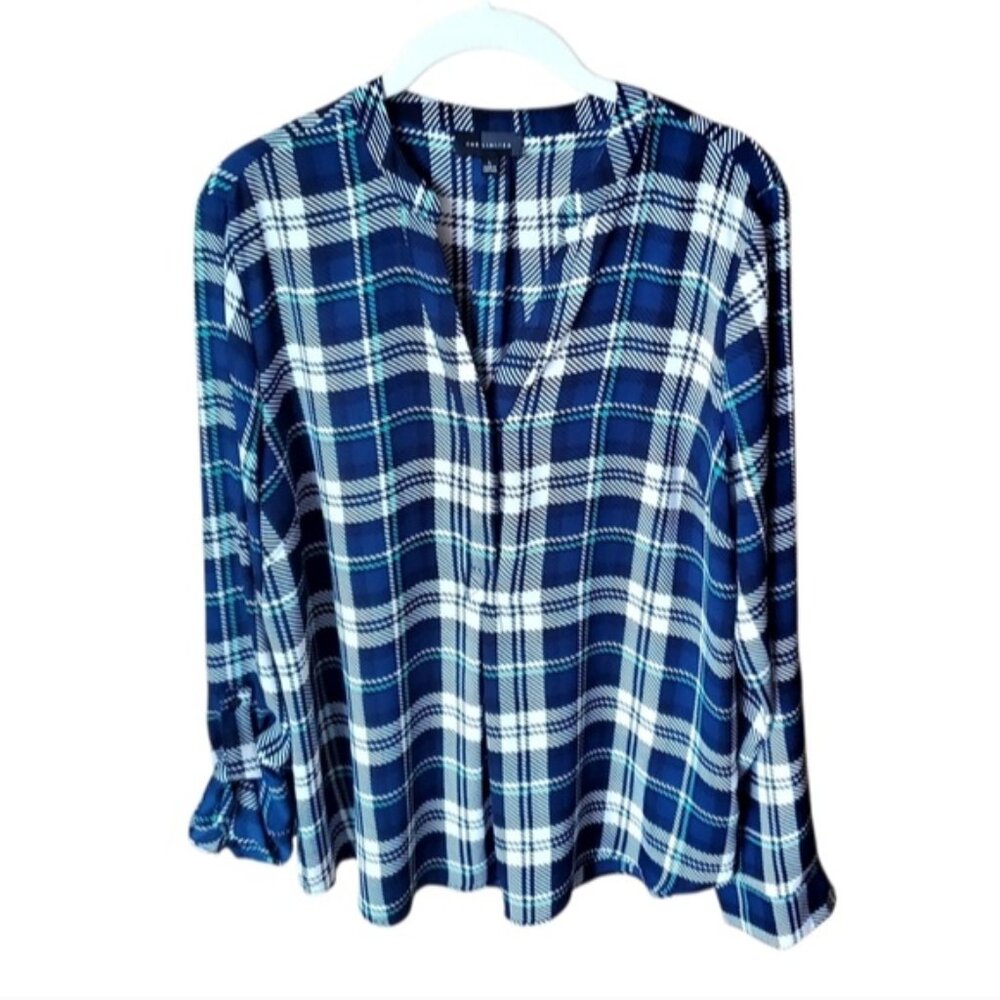 The Limited Plaid Long Sleeve Shirt L